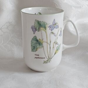 Vintage Rose of England Bone China Violat Floral Mug, White, Watercolor 13